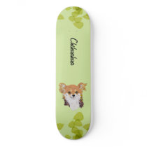Chihuahua ~ Green Leaves Design Skateboard