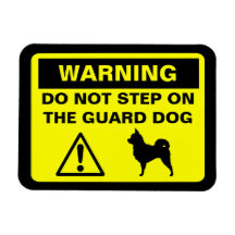 Chihuahua (Long Haired) Guard Dog Warning Rectangle Magnet