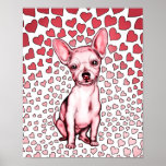 Chihuahua Pink Hearts Valentine's Day Posters