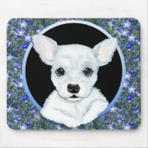 Chihuahua White Pup Floral Mouse Pad