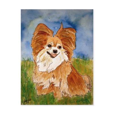 chihuawa 2 post card pet portrait art watercolor by dereklovessheila