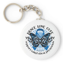 Child Abuse Prevention Butterfly Tribal Key Chain