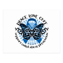 Child Abuse Prevention Butterfly Tribal Postcard