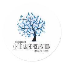 Child Abuse Prevention Tree Round Stickers