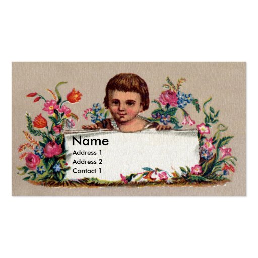 Child and Flowers Victorian Business Card
