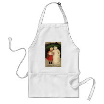 Child and Snowman Christmas Card Aprons