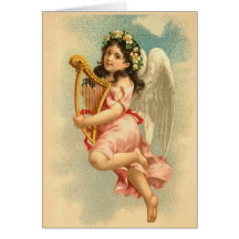 "Child Angel with Harp" Vintage Greeting Cards