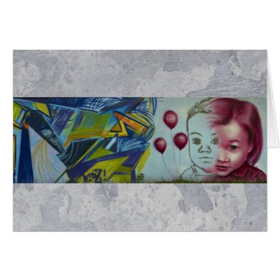 Child & baloons graffiti art cards by OutOfLimits