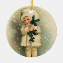 Child in a Snowstorm Card Christmas Ornaments