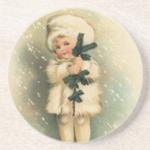 Child in a Snowstorm Card Drink Coasters