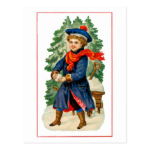 Child Making Snowball Postcards