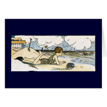 Child on Beach Vintage Art