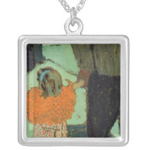 Child wearing a red scarf, c. 1891 custom jewelry