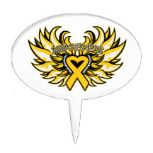 Childhood Cancer Awareness Heart Wings Cake Topper