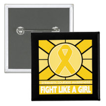 Childhood Cancer Fight Like A Girl Flag Button