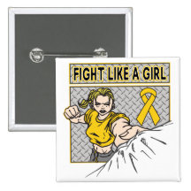 Childhood Cancer Fight Like A Girl Punch Pinback Button