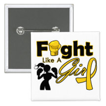 Childhood Cancer Fight Like A Girl Silhouette Button