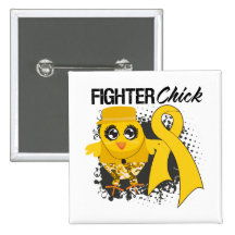 Childhood Cancer Fighter Chick Grunge Button