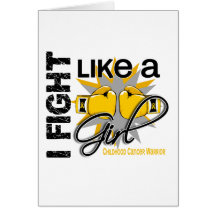 Childhood Cancer I Fight Like A Girl 13.2 Greeting Cards