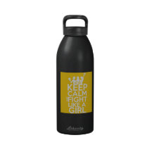 Childhood Cancer Keep Calm and Fight Like a Girl Drinking Bottle