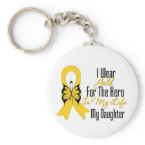 Childhood Cancer Ribbon My Hero My Daughter Key Chain