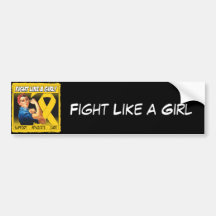 Childhood Cancer Rosie Riveter - Fight Like a Girl Bumper Stickers