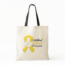 Childhood Cancer Survivor Flower Ribbon Tote Bags