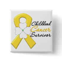 Childhood Cancer Survivor Flower Ribbon Pinback Button