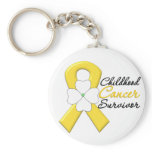 Childhood Cancer Survivor Flower Ribbon keychains