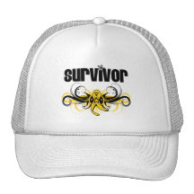 Childhood Cancer Survivor Grunge Winged Emblem Mesh Hat