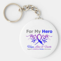 Childhood Stroke Tribal Ribbon Hero Key Chain