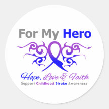 Childhood Stroke Tribal Ribbon Hero Stickers