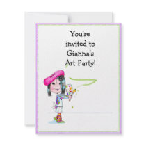 Children Artist Party Birthday Invitation