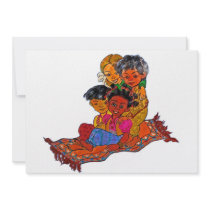 Children Flying On Magic Carpet Personalized Invites