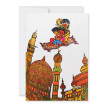 Children Flying On Magic Carpet Over Minarets (w) Personalized Invites
