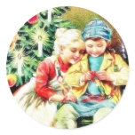 Children getting ready for Christmas night by prep Stickers