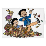 Children Playing In Leaves cards