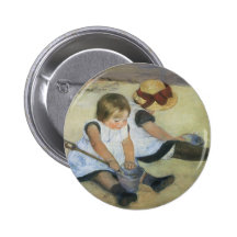 Children Playing on the Beach by Mary Cassatt Buttons