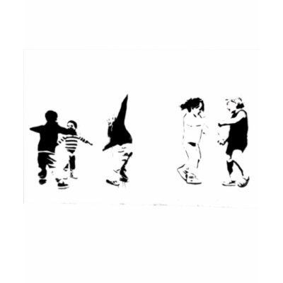Children Playing: Stencil Art Tee Shirts by incurablehippie