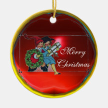 CHILDREN WITH CHRISTMAS GIFTS CHRISTMAS TREE ORNAMENT