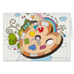Children with paintbrushes cards