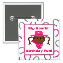 Children's African American Cowgirl Party Favour Pinback Buttons