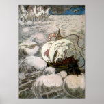 Children's Dream Ship flying on clouds Print