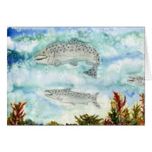 Children's Winning Artwork: salmon Greeting Cards