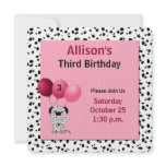 Childs 3rd Birthday Party Invitation Pink