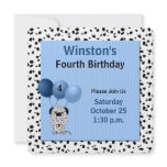 Childs 4th Birthday Party Invitation Blue