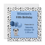 Childs 5th Birthday Party Invitation Blue
