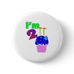 Childs Birthday "I'm 2"  Adorable Cupcake Design buttons