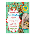 Child's Circus Elephant Leopard Giraffe Party Postcard