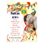 Child's Circus Elephant Peacock Giraffe Party Post Card